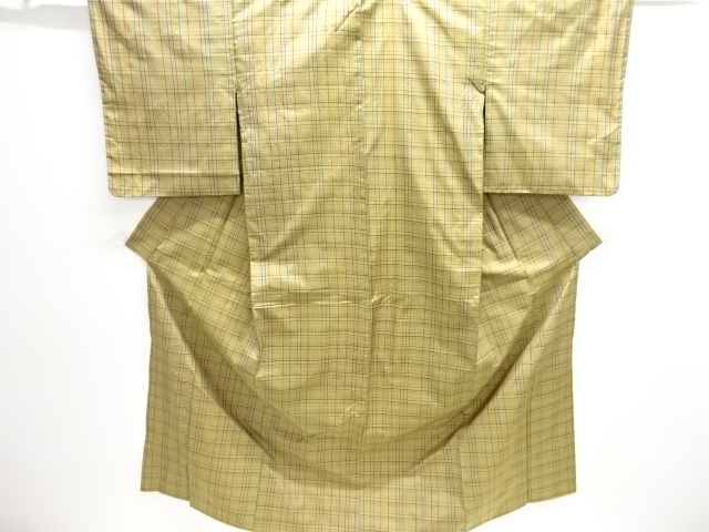 JAPANESE KIMONO / ANTIQUE KIMONO / SILK / YONEZAWA TSUMUGI / WOVEN GRID